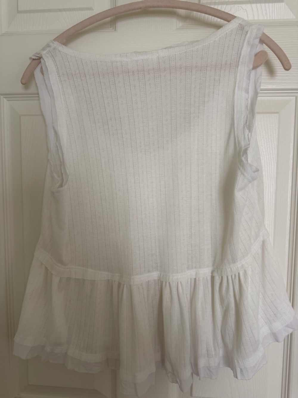 We The Free White Ribbed Peplum Tank with Button Front - Picture 2 of 2